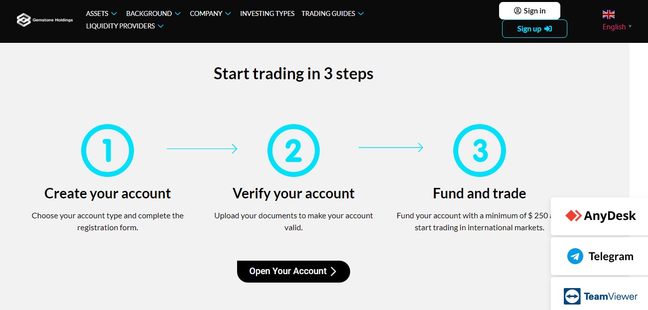 Gemstone Holdings registration simple sign up